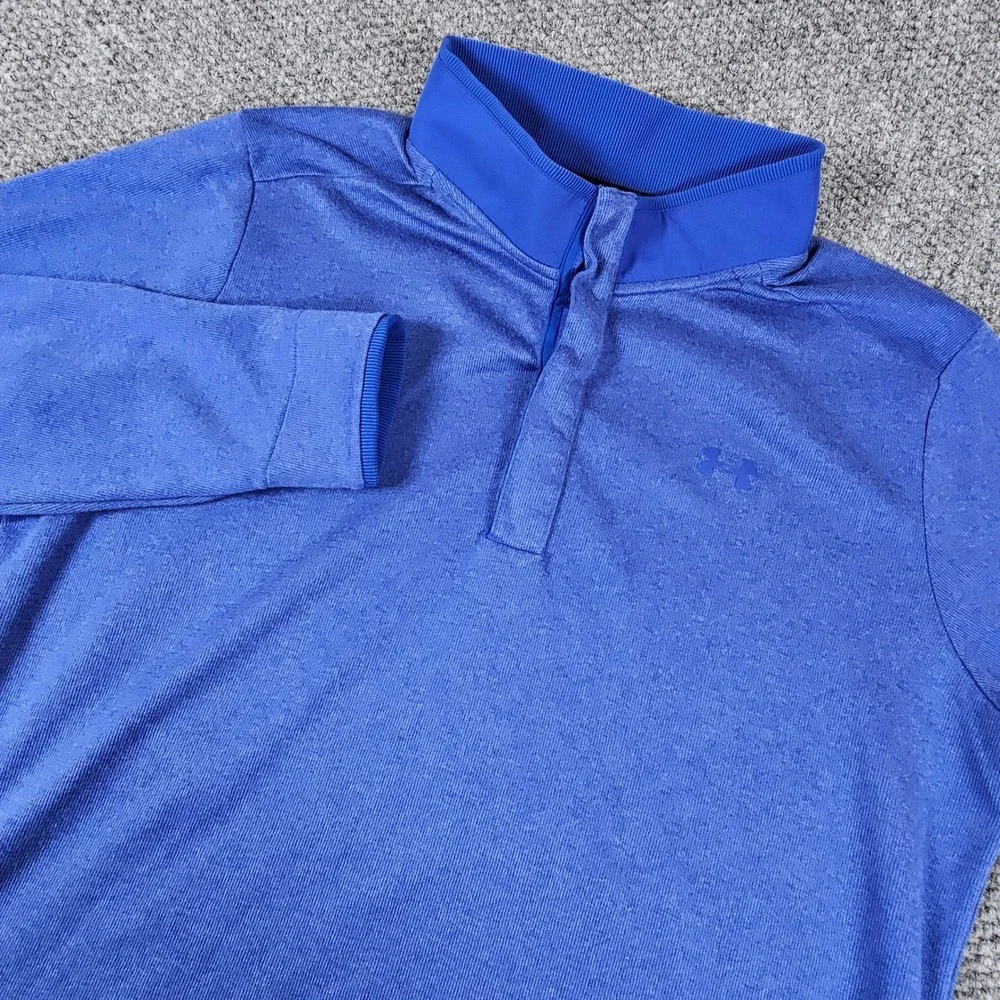 Under Armour Golf ColdGear 2XL Blue Heather Snap Mock Neck‎ Pullover Mens XXL